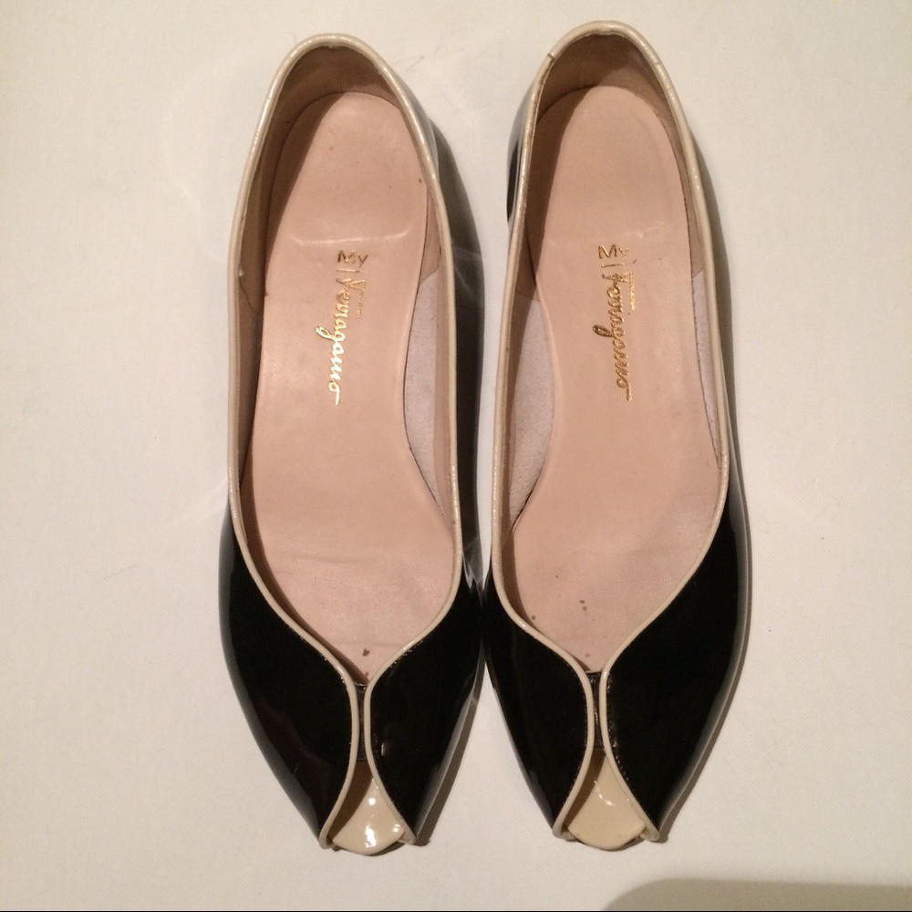 Ferragamo peep toe flats